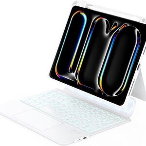 iPad Pro 11" M4 White Rugged Keyboard Case w/ Trackpad & Backlit Keys NIB